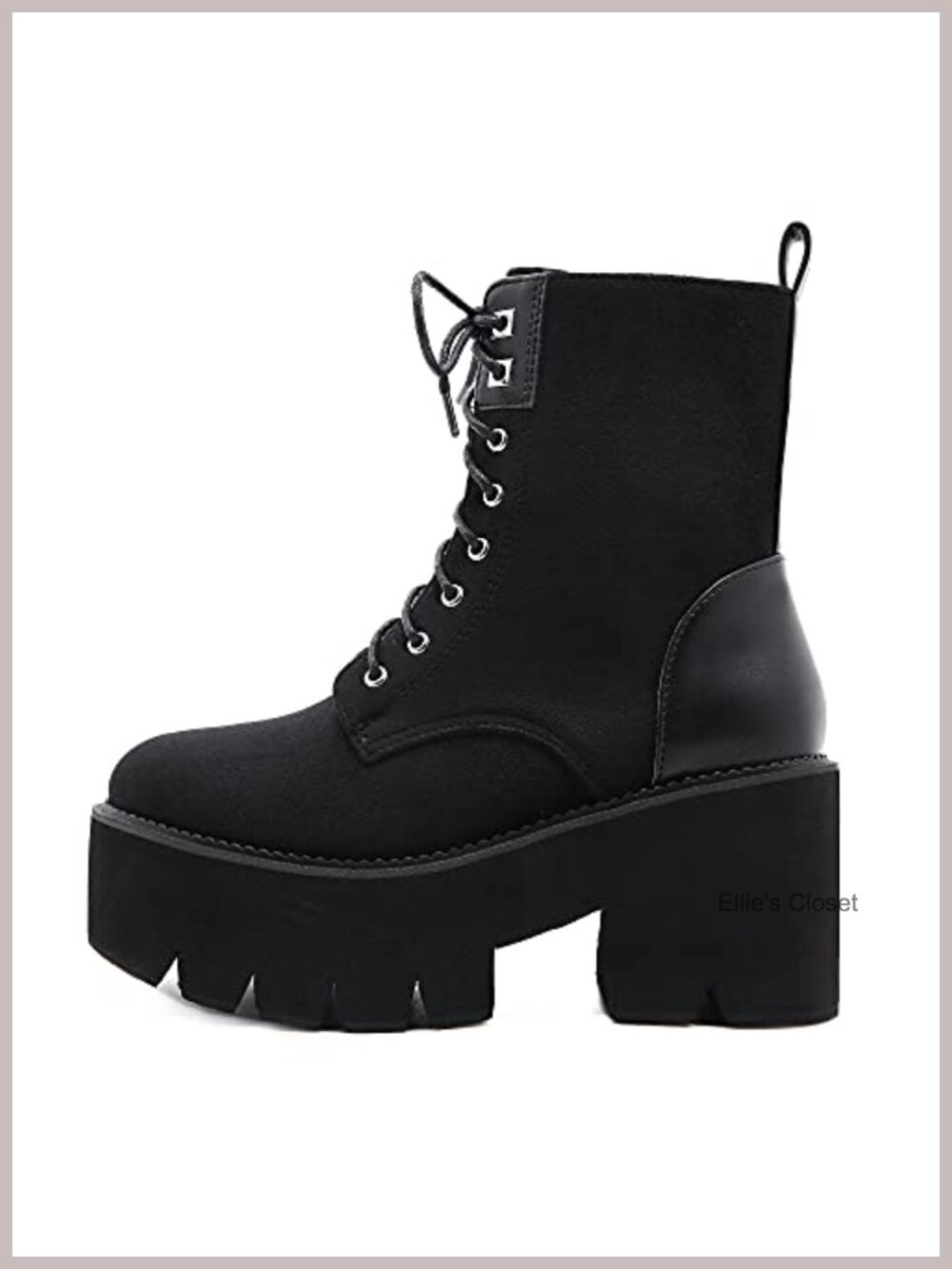 Platform Combat Boots Lace Up&Zipper Ankle Boots Chunky Heel - Picture 3 of 6